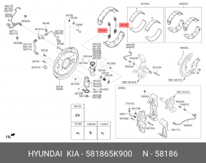 Пружина HYUNDAI HD65,72,78 колодок тормозных передних (с A.B.S W ) OE 581865K900 HYUNDAI KIA