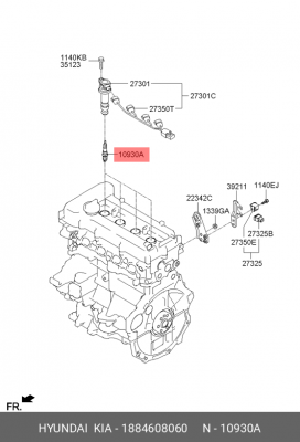 Свеча зажигания HYUNDAI Veloster (11-) OE 1884608060 HYUNDAI KIA