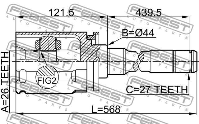 ШРУС внутренний перед правый 1911-E70RH 1911-E70RH FEBEST