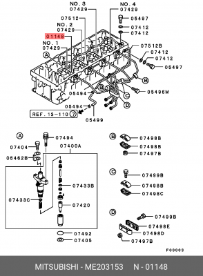 Уплотнительное кольцо ГБЦ MITSUBISHI Pajero IV mot.3,2DID ME203153 ME203153 MITSUBISHI