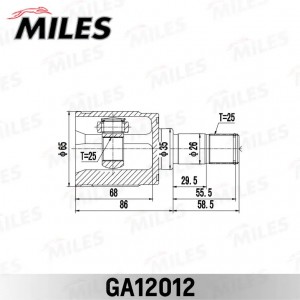 ШРУС внутренний правый HONDA CIVIC 01-06 GA12012 GA12012 MILES