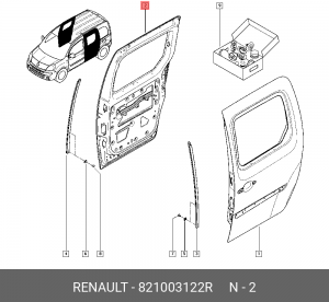 ДВЕРЬ БОКОВАЯ ПРАВ (МЕТ) 821003122R RENAULT