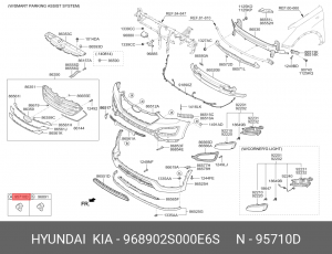 Датчик парковки HYUNDAI Santa Fe (12-) передний (E6S) OE 968902S000E6S HYUNDAI KIA