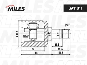 ШРУС внутренний Honda ACCORD VIII (CU) 2.0 i / 2.4 i,  Acura TSX (CU_) 2.4 2010  GA11011 MILES