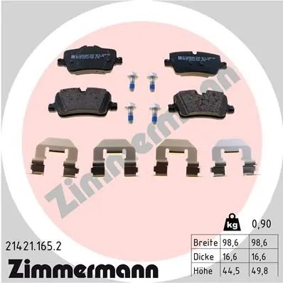 колодки дисковые !задн. 99x45x17 \ BMW 2/X1 F45/F46 14> 214211652 ZIMMERMANN