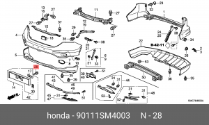 Болт крепления защиты двигателя 90111SM4003 90111SM4003 HONDA