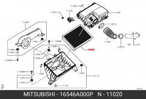 ФИЛЬТР ВОЗДУШНЫЙ 16546A000P 16546A000P MITSUBISHI