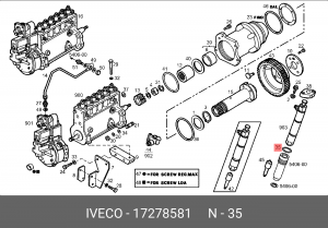 кольцо уплотнительное ! форсунки 18.77x1.78\Iveco Iveco EuroTrakker/EuroTech 17278581 IVECO