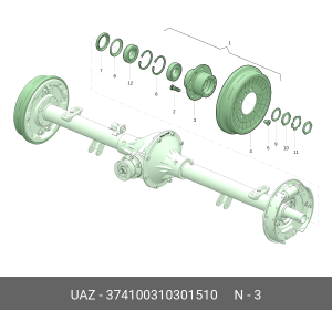 Ступица УАЗ колеса переднего/заднего 85мм Н/О (10 отверстий) (ОАО УАЗ) 374100310301510 UAZ UAZ