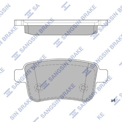 Колодки тормозные RENAULT Kangoo (08-) задние (4шт.) SANGSIN SP4158 SANGSIN