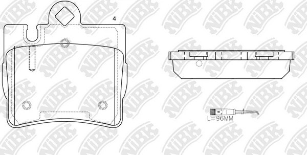 Колодки тормозные дисковые (с датчиком износа) MERCEDES W220 S320-S600 9805/C215 PN0200W NIBK