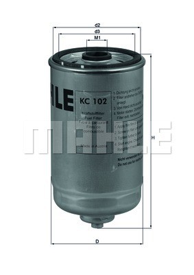 Фильтр топливный LIEBHERR MAN E2000,F2000,SG,312,322 (резьба М16х1.5мм) (слив бо KC102 MAHLE KNECHT