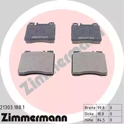 КОЛОДКИ ПЕР MER W140 91-99 ZIMMERMANN 21303.188.1 ZIMMERMANN