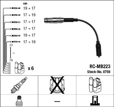 RC-MB 223 к-кт проводов!\ MB C208/A208/W210/W211/W163/W220 4.3-5.4 98> RCMB223 NGK