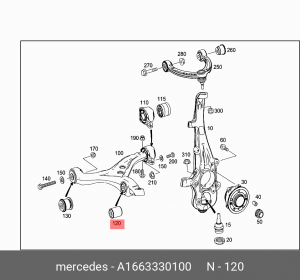 сайлентблок рычага переднего нижнего!\ MB W463 18> A 166 333 01 00 MERCEDES BENZ