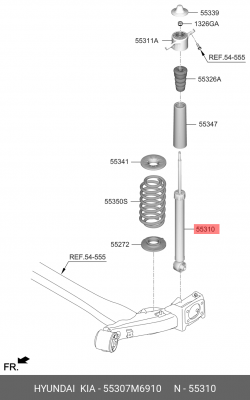 Амортизатор KIA Cerato задний OE 55307M6910 HYUNDAI KIA