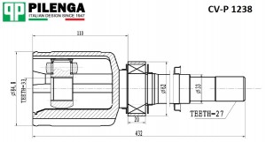 Шрус внутренний передний правый  nissan qashqai_i CV-P1238 CVP1238 PILENGA