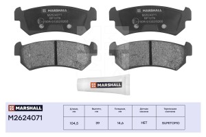 Торм. колодки дисковые задн. Chevrolet Lacetti 05- Daewoo Nubira 00-  Gentra 13- M2624071 MARSHALL