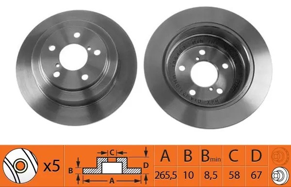 диск тормозной задний! 266x10/67-5x100\ Subaru Impreza/Legacy/Forester 1.8-2.5/1 BR27103 SB NAGAMOCHI