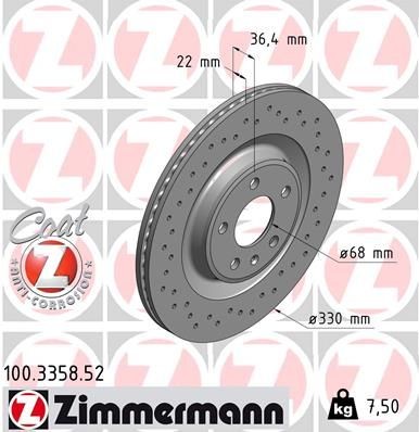 диск тормозной !Sport задн. 330x22/36-5x112 \ Audi A4/Allroad/Avant/A5 (F53/F5P) 100335852 ZIMMERMANN