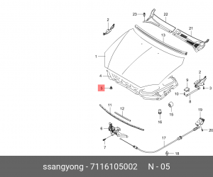 Клипса SSANGYONG Actyon (06-/10-),Kyron (05-),Actyon Sport (12-) шумоизоляции ка 7116105002 SSANG YONG