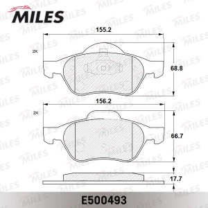 Колодки тормозные передние (Смесь CERAMIC серия PRO) RENAULT LAGUNA II (TRW GDB1 E500493 MILES