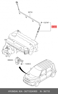 Свеча накаливания HYUNDAI Tucson (14-),Elantra (16-) KIA Sportage (14-),Optima ( 367102A900 HYUNDAI KIA