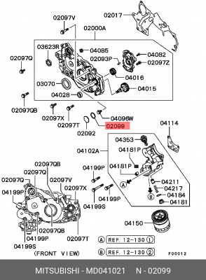 Кольцо MITSUBISHI Galant (87-10) уплотнительное крышки двигателя передней OE MD041021 MITSUBISHI