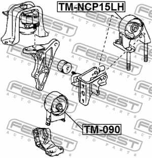 подушка двигателя левая!\ Toyota Fun Cargo NCP25 4WD 99-05/Sienta NCP85 03-15 TM-NCP15LH FEBEST