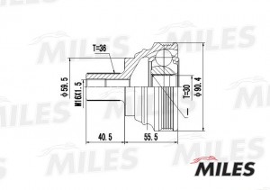 ШРУС наружный AUDI A3/VW G5/PASSAT/TOURAN/CADDY/SKODA OCTAVIA 1.4-2.0 03- (GKN 3 GA20025 MILES