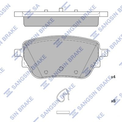 Колодки тормозные MERCEDES A (W177) (18-20) задние (4шт.) SANGSIN SP4337 SANGSIN