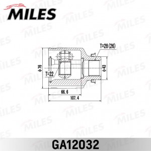 ШРУС внутренний правый KIA SHUMA,II/SEPHIA,II/MENTOR,II/SPECTRA 97-04 GA12032 GA12032 MILES