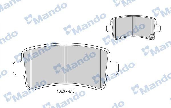 Колодки тормозные OPEL Insignia (08-) SAAB 9-5 (10-) задние (4шт.) MANDO MBF015258 MANDO