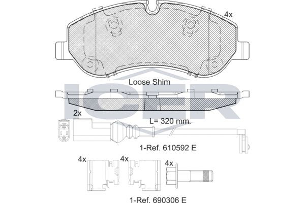 142119 колодки дисковые передние!\ Ford Transit 310-470 12> 142119 ICER