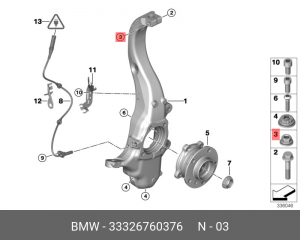 Гайка с буртиком Е39,60,63,65,53,70,71 33326760376 33 32 6 760 376 BMW