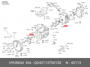 Сальник HYUNDAI HD170,270,Universe (M10S6,M12S5) КПП вала первичного (внешний) O QD43113T00130 HYUNDAI KIA