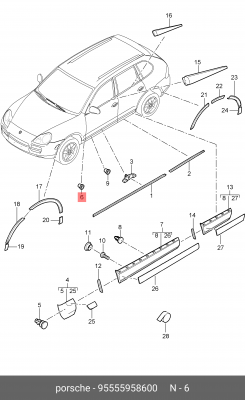 клипса!\ Porsche Cayenne 11-17 95555958600 PORSCHE