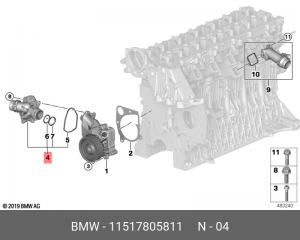 Термостат BMW 1 (E87),3 (E90),5 (E60),X3 (E83),X5 (E53,E70),X6 (E71) OE 11 51 7 805 811 BMW