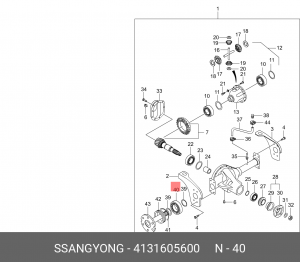 Подшипник полуоси SSANGYONG Rexton (02-),Stavic (13-) переднего моста OE 4131605600 SSANG YONG