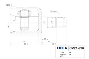 VW TIGUAN (2007-2011) 34x31x26 CV21996 HOLA
