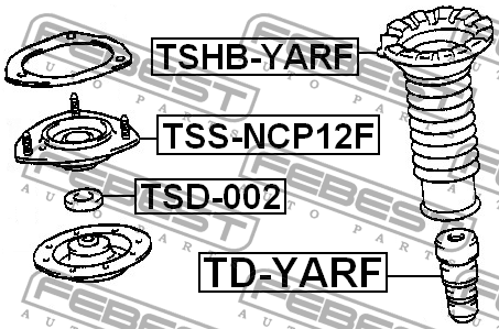 Опора амортизатора TOYOTA YARIS NCP1#/NLP10/SCP10 1999-2005 TSS-NCP12F TSS-NCP12F FEBEST