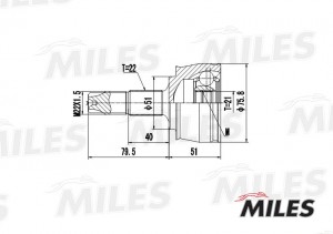 ШРУС наружный FIAT PUNTO 1.4 05- (GKN 304613) GA20094 GA20094 MILES