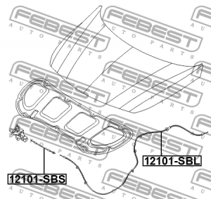 Тросик привода открывания замка капота HYUNDAI SOLARIS 2010-2016 12101-SBL 12101-SBL FEBEST