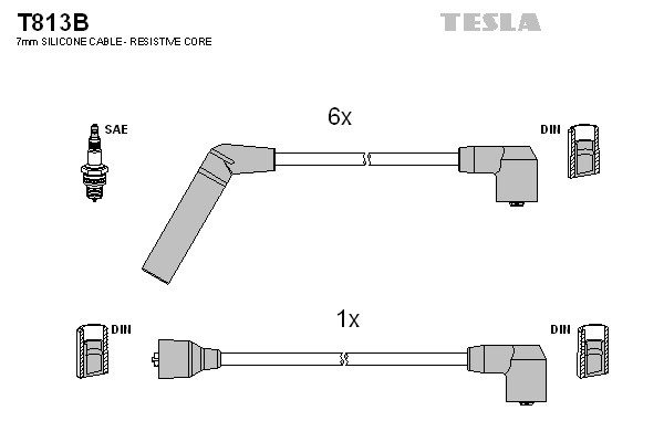 к-кт проводов!\ Chrysler Voyager 3.0i 95> 7 проводов T813B TESLA