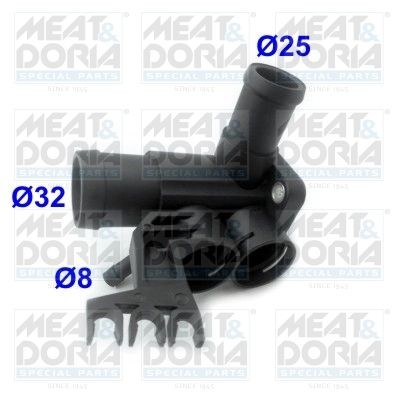 Фланец водяного охлаждения VW Golf 3,Passat B3 (1.6/1.8/2.0) (2 датчика) MEAT&DO 93546 MEAT DORIA