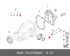 Сальник BMW 3 (E90) редуктора заднего моста OE 33107505603 BMW