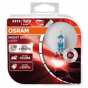Лампа 12V H11 55W PGJ19-2 +150% 3750K бокс (2шт.) Night Breaker Laser OSRAM 64211NL-HCB OSRAM