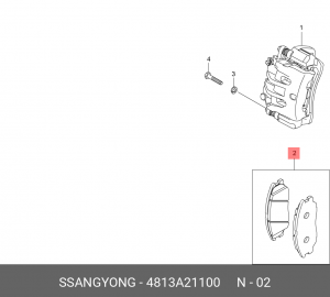 Колодки тормозные SSANGYONG Rodius (04-),Stavic (13-) передние (4шт.) OE 4813A21100 SSANG YONG