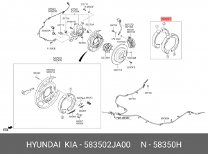 Колодки тормозные KIA Mohave (08-) стояночного тормоза (4шт.) OE 583502JA00 HYUNDAI KIA