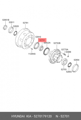 Подшипник ступицы HYUNDAI HD260,270,370,450,500 задней внутренний OE 5270179120 HYUNDAI KIA